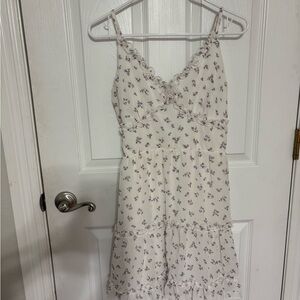 Liberty Love Cream Mini Dress with Purple Floral Print
